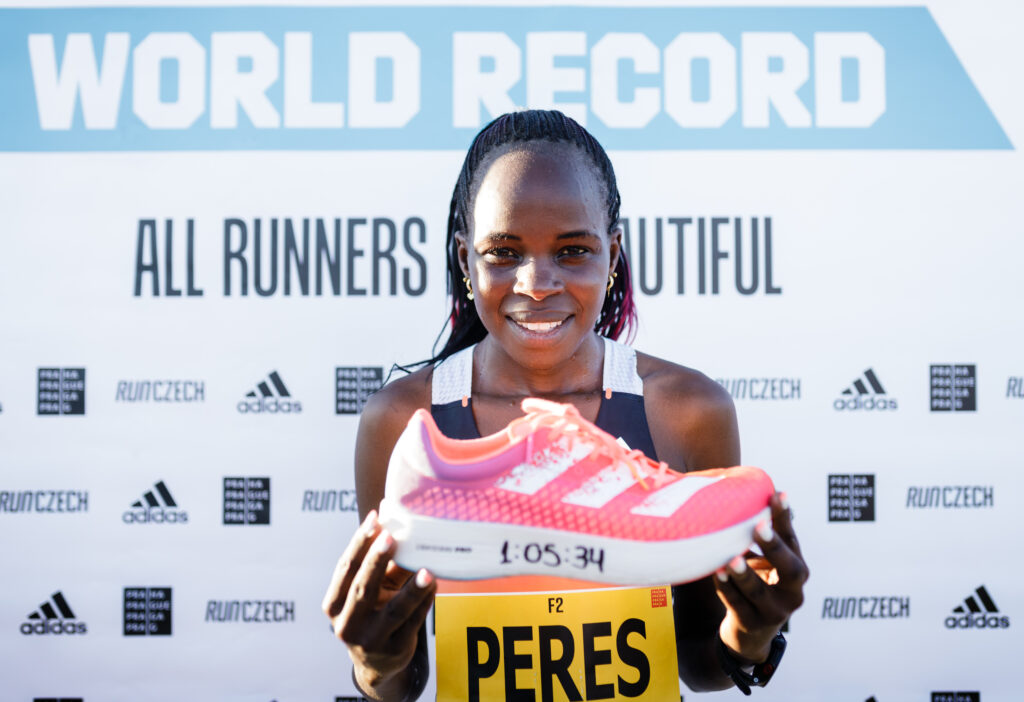 Peres Jepchirchir smashes the women s only half marathon record wearing adidas adizero adios pro 12