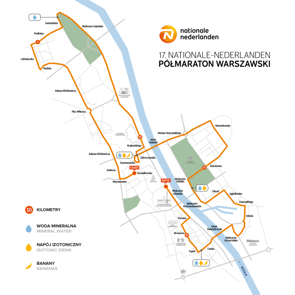 Trasa 17. Nationale-Nederlanden Półmaratonu Warszawskiego