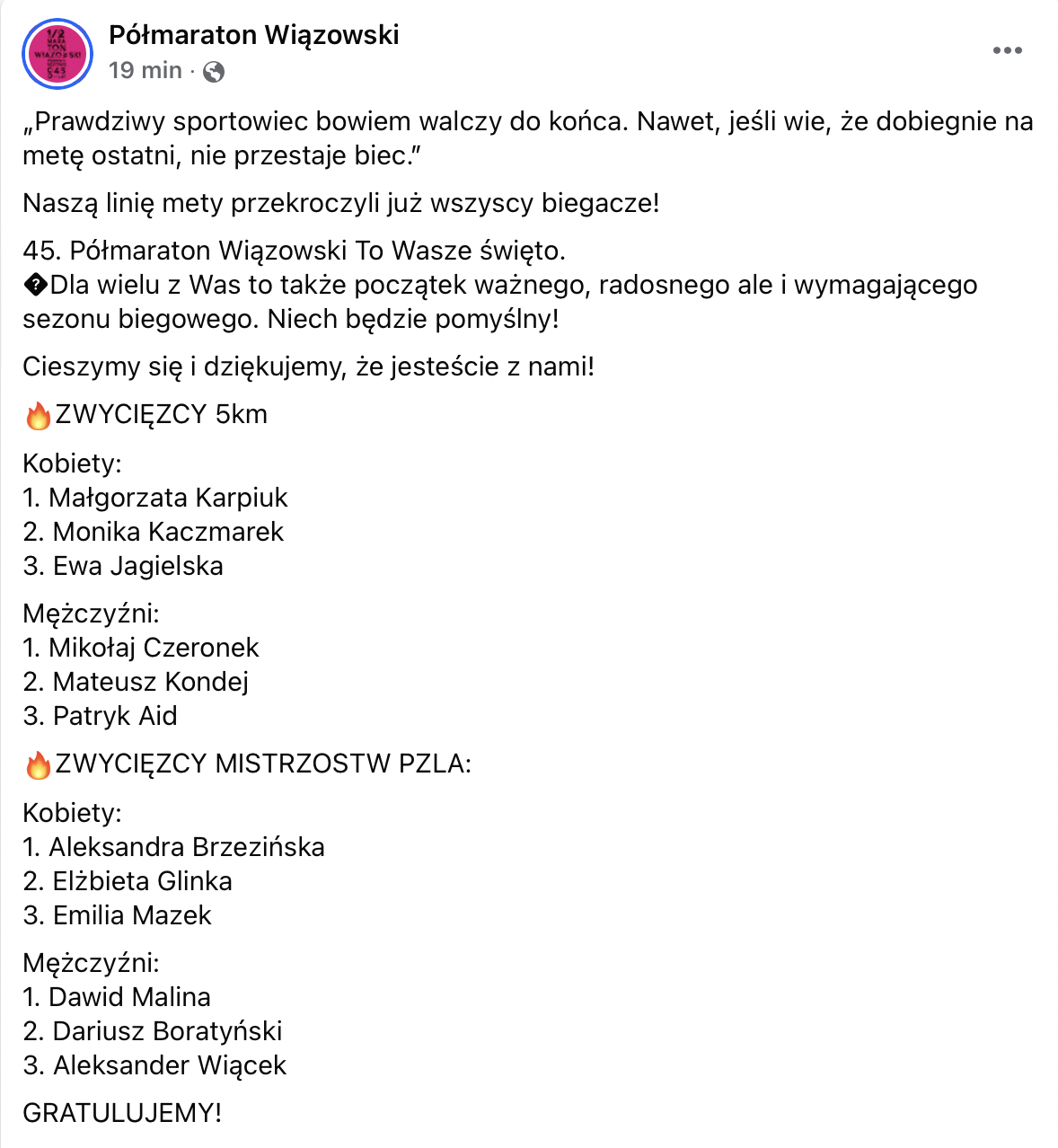 Malina i Brzezińska Mistrzami Polski w półmaratonie