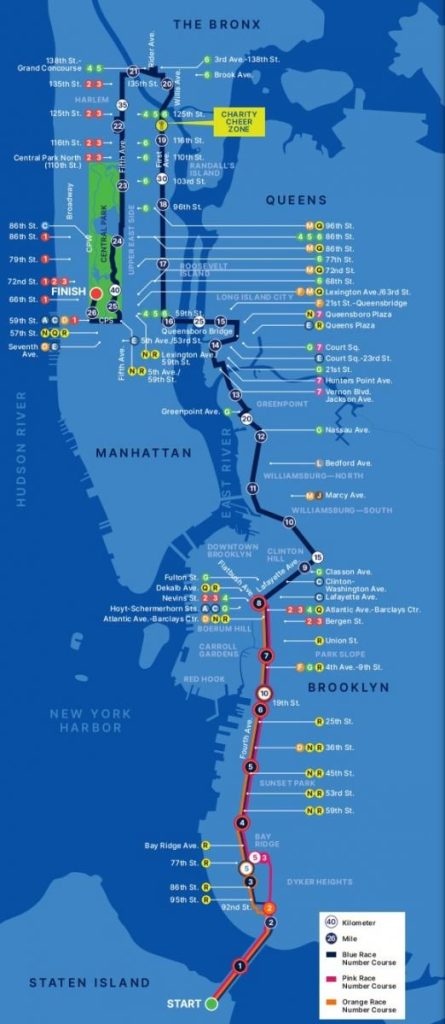 new york city marathon course map